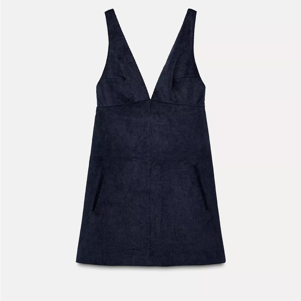 Zara corduroy navy mini dress size L